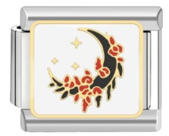 Flower & Crescent Moon Charm