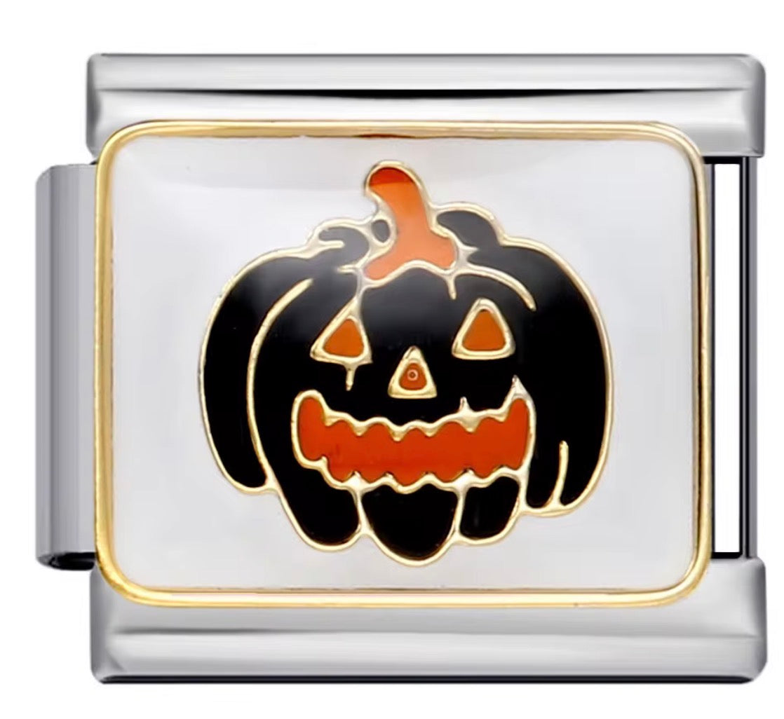 Black & Orange Jack O'Lantern Charm